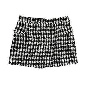 House Of Harlow 1960 Skort BlackWhite Gold Metallic Boucle Tweed Wool Blend Med.